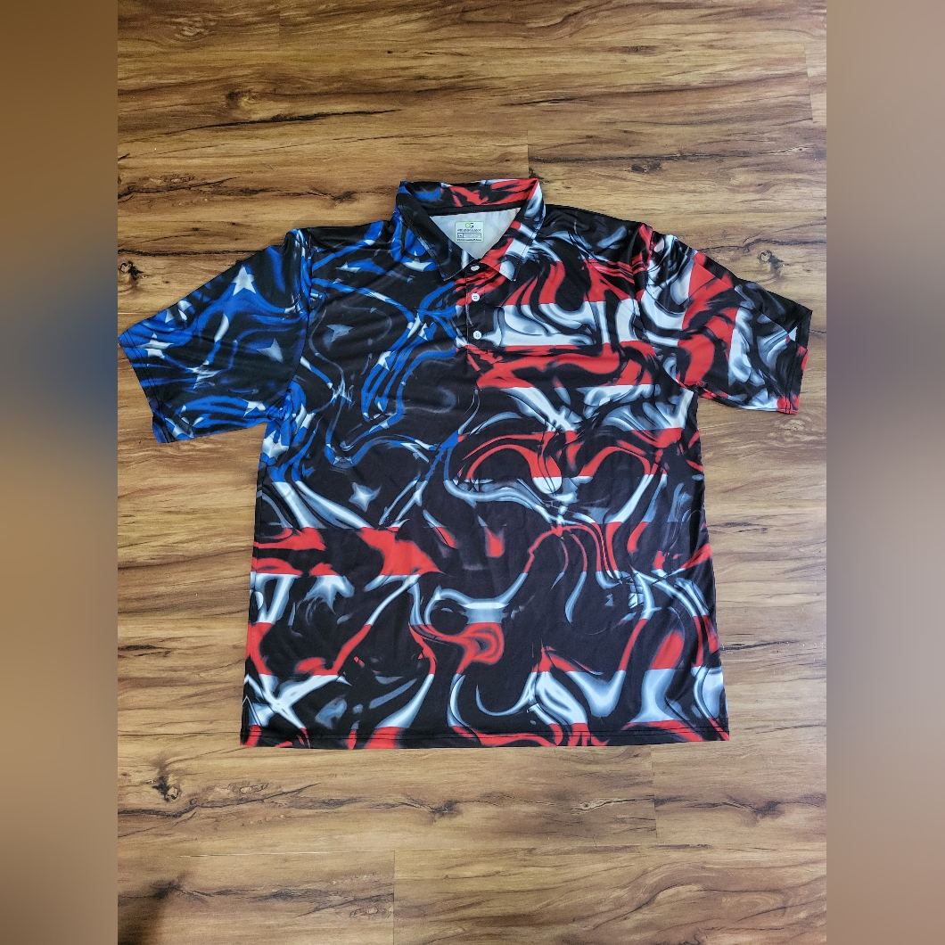 Obnoxious Golf Shirt Size 3xl,Patriotic, Lightweight, Breathable,Red,White, Blue